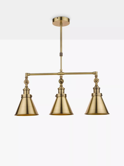Laura Ashley Rufus 3 Pendant Bar Ceiling Light, Brass - image 1