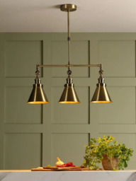 Laura Ashley Rufus 3 Pendant Bar Ceiling Light, Brass - thumbnail 2