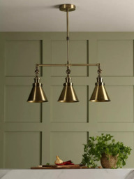 Laura Ashley Rufus 3 Pendant Bar Ceiling Light, Brass - thumbnail 5