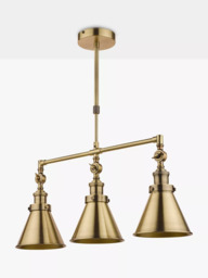 Laura Ashley Rufus 3 Pendant Bar Ceiling Light, Brass - thumbnail 3