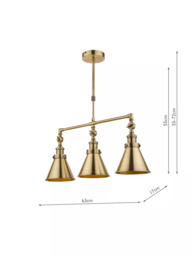 Laura Ashley Rufus 3 Pendant Bar Ceiling Light, Brass - thumbnail 6