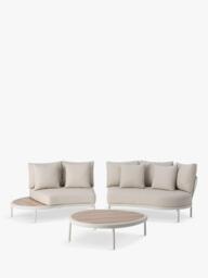 John Lewis OUTLET Lozenge 4-Seater Modular Curved Garden Sofa & Coffee Table Set, Like New, Cream - thumbnail 5