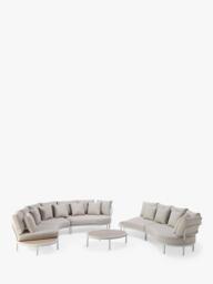 John Lewis OUTLET Lozenge 4-Seater Modular Curved Garden Sofa & Coffee Table Set, Like New, Cream - thumbnail 3