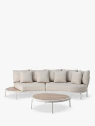 John Lewis OUTLET Lozenge 4-Seater Modular Curved Garden Sofa & Coffee Table Set, Like New, Cream
