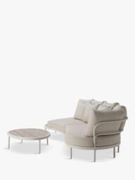 John Lewis OUTLET Lozenge 4-Seater Modular Curved Garden Sofa & Coffee Table Set, Like New, Cream - thumbnail 4