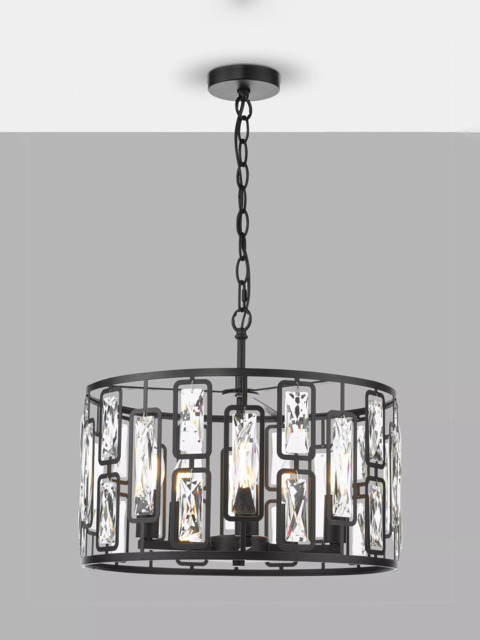 Där Zoelle 5 Bulb Crystal Pendant Ceiling Light, Black - image 1
