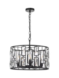 Där Zoelle 5 Bulb Crystal Pendant Ceiling Light, Black - thumbnail 3