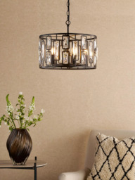 Där Zoelle 5 Bulb Crystal Pendant Ceiling Light, Black - thumbnail 2