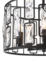 Där Zoelle 5 Bulb Crystal Pendant Ceiling Light, Black - thumbnail 4