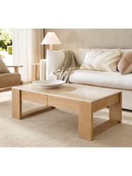 Pottery Barn Travertine Coffee Table, Fog - thumbnail 2