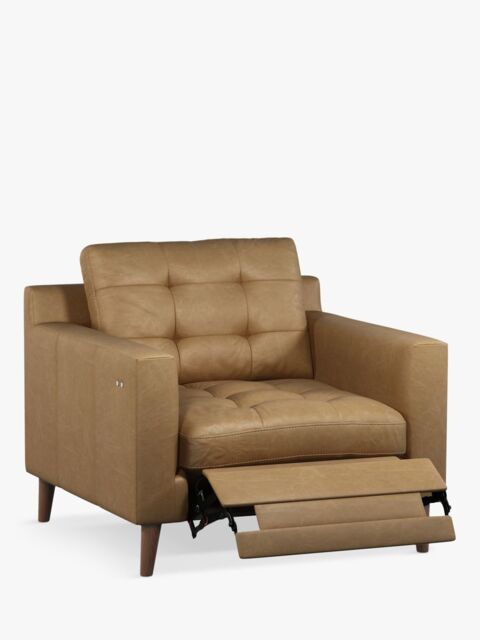 John Lewis Draper Motion Leather Armchair with Footrest Mechanism, Dark Leg