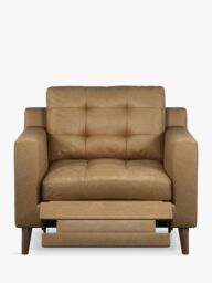 John Lewis Draper Motion Leather Armchair with Footrest Mechanism, Dark Leg - thumbnail 5