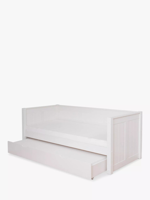 Stompa Classic Children's Day Bed Frame with Trundle Mattress, Single, White - image 1