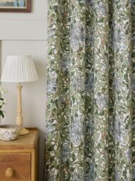 William Morris At Home Honeysuckle Pair Blackout Lined Eyelet Curtains, Powder Blue - thumbnail 4