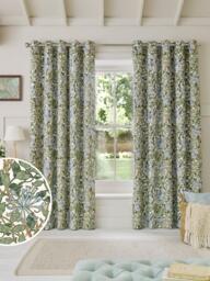 William Morris At Home Honeysuckle Pair Blackout Lined Eyelet Curtains, Powder Blue - thumbnail 2