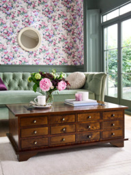 Laura Ashley Garrat 12 Drawer Coffee Table, Dark Brown - thumbnail 2