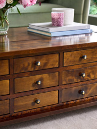 Laura Ashley Garrat 12 Drawer Coffee Table, Dark Brown - thumbnail 6