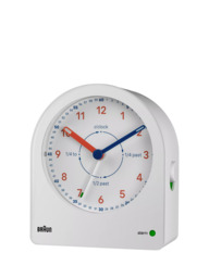 Braun Kids' BC22 Analogue Time Teacher Alarm Clock, White - thumbnail 2