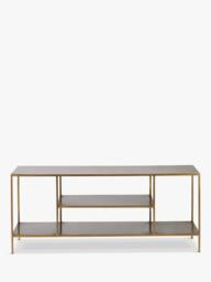nkuku Mahi Media Shelving Unit, Brass - thumbnail 2