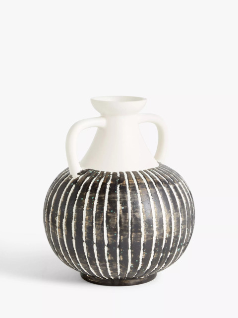 John Lewis Stripe Earthenware Vase with Handles, H23.5cm, Multi - image 1