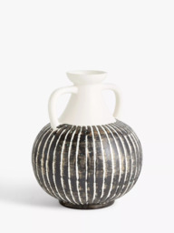 John Lewis Stripe Earthenware Vase with Handles, H23.5cm, Multi - thumbnail 1