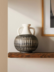 John Lewis Stripe Earthenware Vase with Handles, H23.5cm, Multi - thumbnail 2