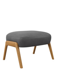 John Lewis Hendricks Leather Footstool, Light Leg - thumbnail 1