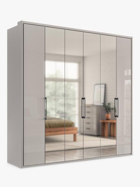 John Lewis Osaka 2.25m Bi-Fold Wardrobe with 2 Glass Doors & 4 Mirrored Doors - image 1