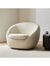 West Elm Cosy Sherpa Swivel Chair, Natural - thumbnail 3