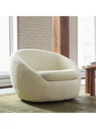 West Elm Cosy Sherpa Swivel Chair, Natural - thumbnail 2