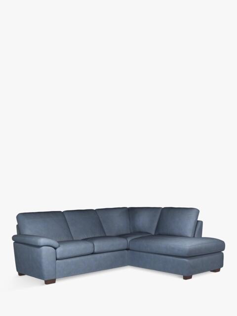 John Lewis Camden 5+ Seater RHF Chaise Corner End Leather Sofa, Dark Leg - image 1