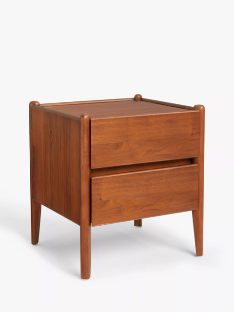 John Lewis Scandi 2 Drawer Wood Bedside Table, Walnut Finish - image 1