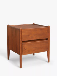 John Lewis Scandi 2 Drawer Wood Bedside Table, Walnut Finish - thumbnail 1