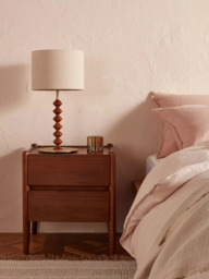 John Lewis Scandi 2 Drawer Wood Bedside Table, Walnut Finish - thumbnail 2