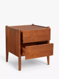 John Lewis Scandi 2 Drawer Wood Bedside Table, Walnut Finish - thumbnail 4