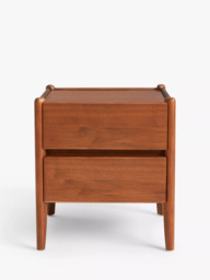 John Lewis Scandi 2 Drawer Wood Bedside Table, Walnut Finish - thumbnail 3