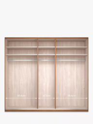 John Lewis Elstra 250cm Wardrobe with White Glass and Mirrored Hinged Doors - thumbnail 4