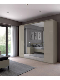 John Lewis Elstra 250cm Wardrobe with White Glass and Mirrored Hinged Doors - thumbnail 3