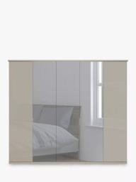 John Lewis Elstra 250cm Wardrobe with White Glass and Mirrored Hinged Doors - thumbnail 2