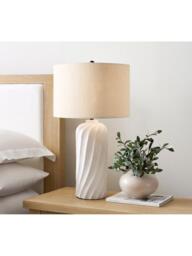 Pottery Barn Ollie Twist Ceramic Table Lamp, White - thumbnail 2