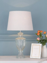 Laura Ashley Meredith Petite Ribbed Glass Table Lamp, Clear - thumbnail 1