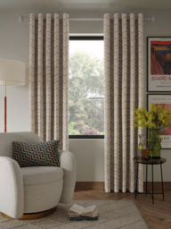 John Lewis Astra Jacquard Pair Lined Eyelet Curtains, Champagne