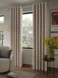 John Lewis Astra Jacquard Pair Lined Eyelet Curtains, Champagne - thumbnail 2