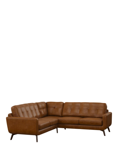John Lewis Barbican 5+ Seater Corner Leather Sofa, Dark Leg - image 1