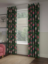 Sanderson King Protea Pair Lined Eyelet Curtains, Teal - thumbnail 4