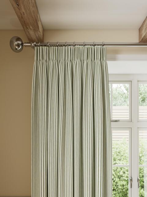 John Lewis Ticking Stripe Print Pair Lined Pencil Pleat Curtains - image 1