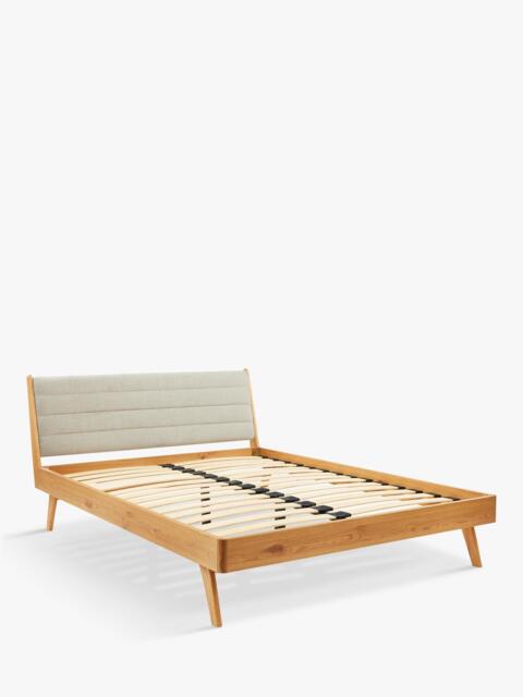 John Lewis X-Ray Upholstered Oak Wood Bed Frame, Double, Mandarin - image 1