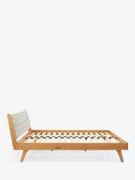 John Lewis X-Ray Upholstered Oak Wood Bed Frame, Double, Mandarin - thumbnail 3
