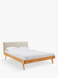John Lewis X-Ray Upholstered Oak Wood Bed Frame, Double, Mandarin - thumbnail 6