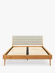 John Lewis X-Ray Upholstered Oak Wood Bed Frame, Double, Mandarin - thumbnail 2